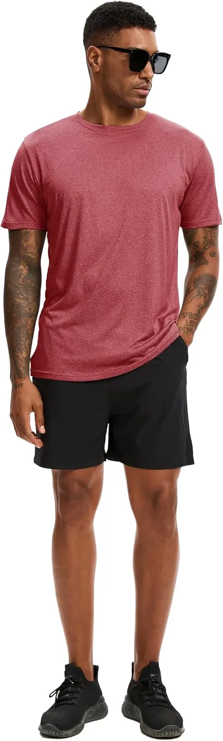 5 Pack Workout Shirts for Men T Shirts Quick Dry UPF 50  Sun Protection Athletic Short Sleeve Tops Lightweight Summer Tee