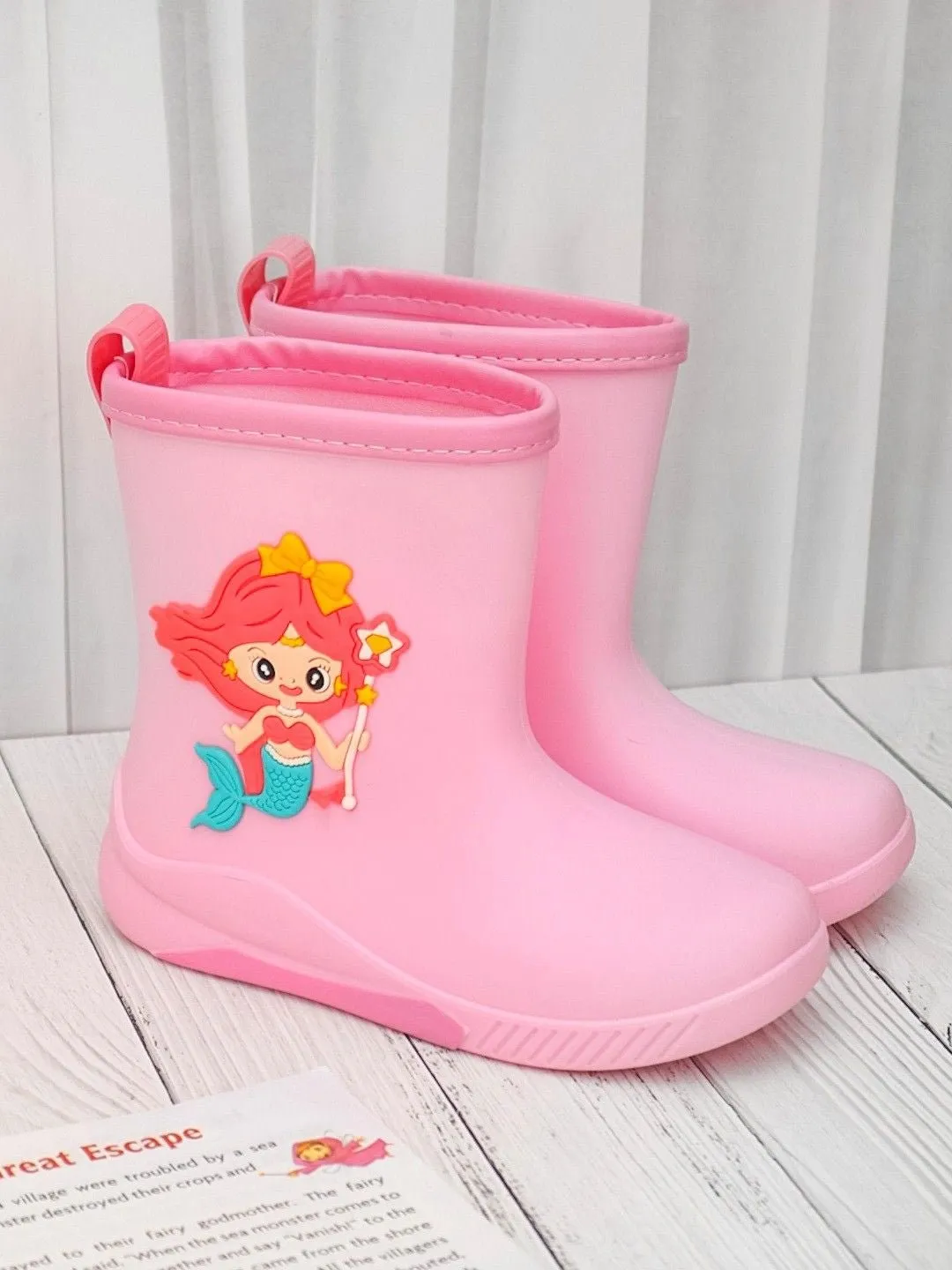 Adorable Pink Mermaid Rain Boots For Girls