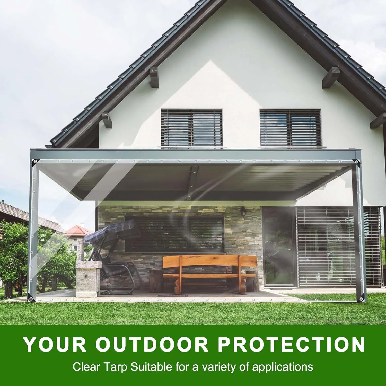 Clear Tarp 3x6ft Clear Tarps Heavy Duty Water Resistant,14Mil Thickened Transparent Tear Resistant PVC Vinyl Tarpaulin Enclosurewith Grommets and Reinforced Edges for Patio,Porch and Outdoor