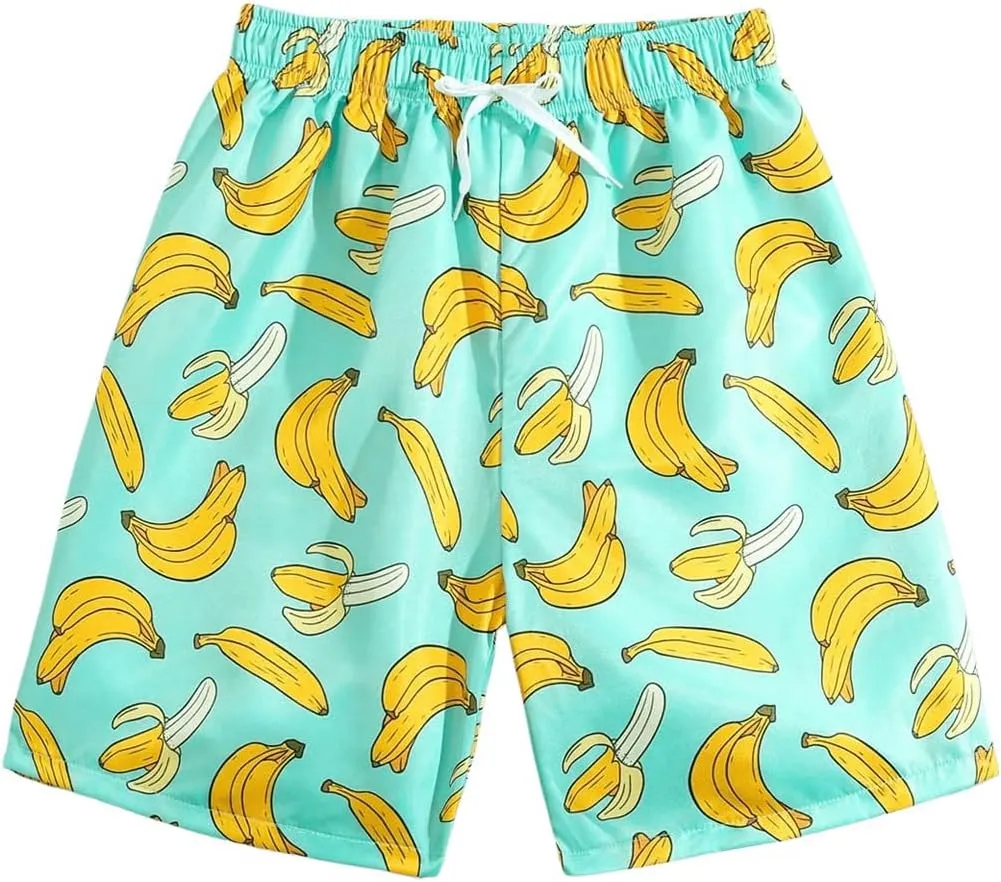 Floerns Boy's Patchwork Drawstring Waist Printed Summer Boho Track Shorts