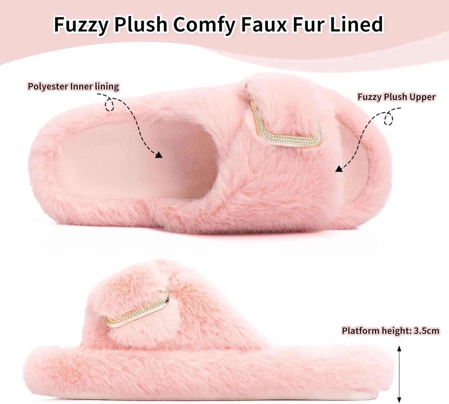 Fuzzy Slippers for Women Indoor Outdoor Fluffy House Womens Slippers with Memory Foam Anti-Skid Sole Gifts for Mom Ladies