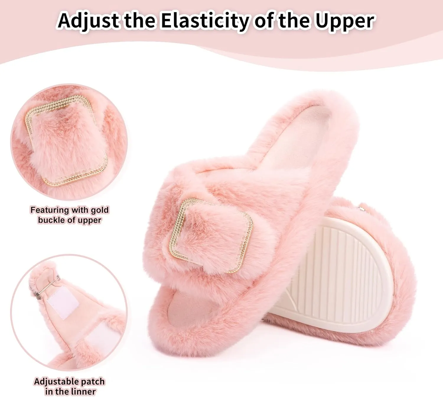 Fuzzy Slippers for Women Indoor Outdoor Fluffy House Womens Slippers with Memory Foam Anti-Skid Sole Gifts for Mom Ladies