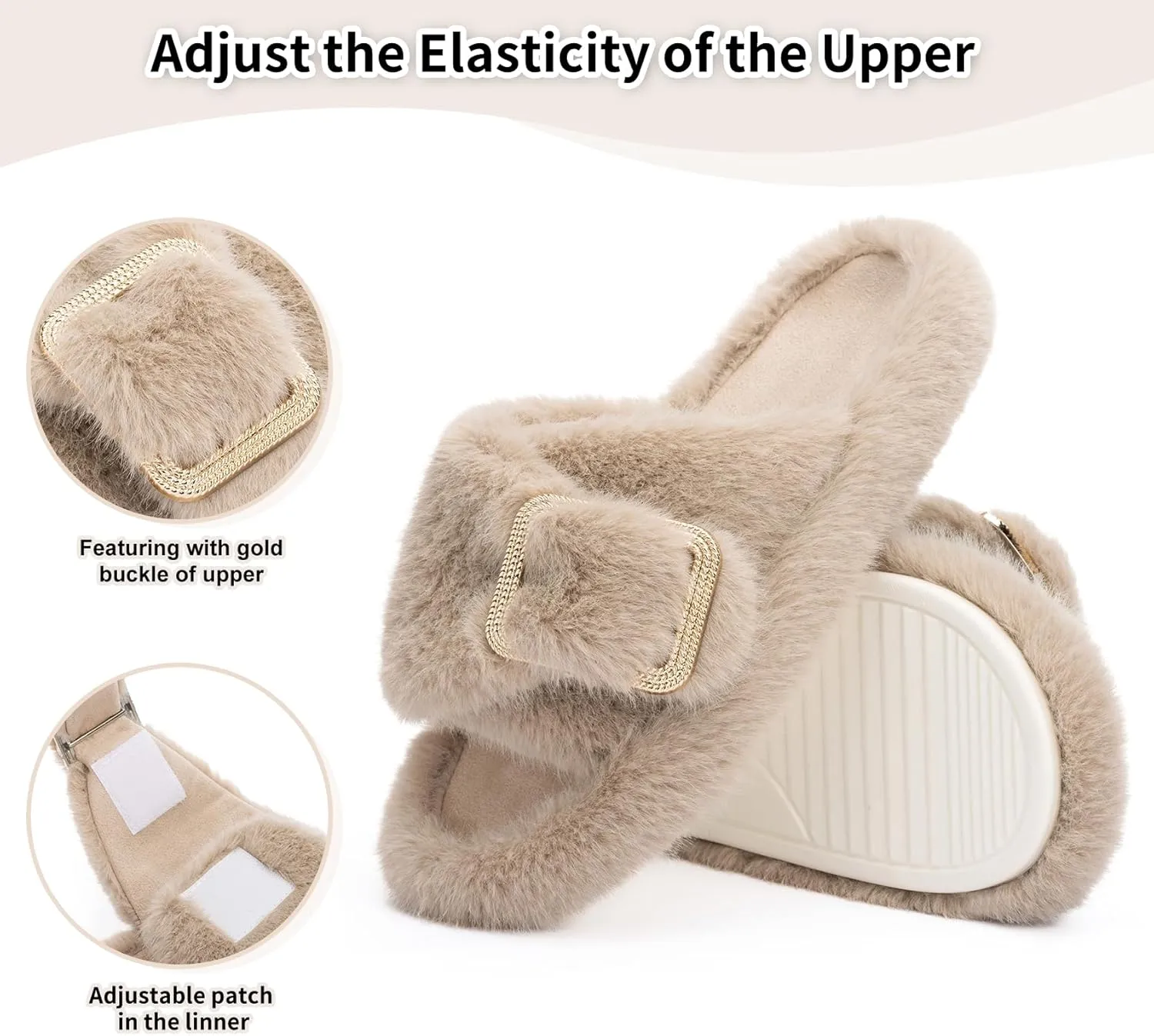 Fuzzy Slippers for Women Indoor Outdoor Fluffy House Womens Slippers with Memory Foam Anti-Skid Sole Gifts for Mom Ladies