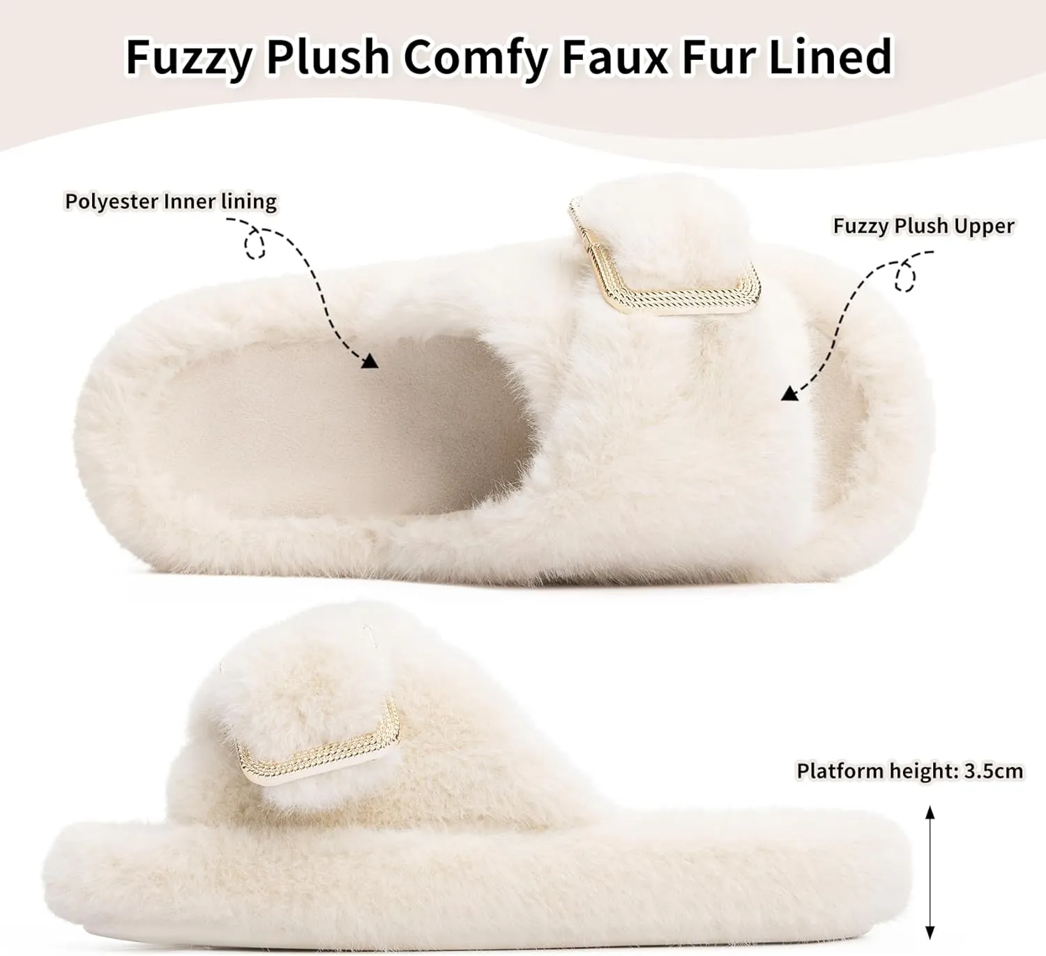 Fuzzy Slippers for Women Indoor Outdoor Fluffy House Womens Slippers with Memory Foam Anti-Skid Sole Gifts for Mom Ladies