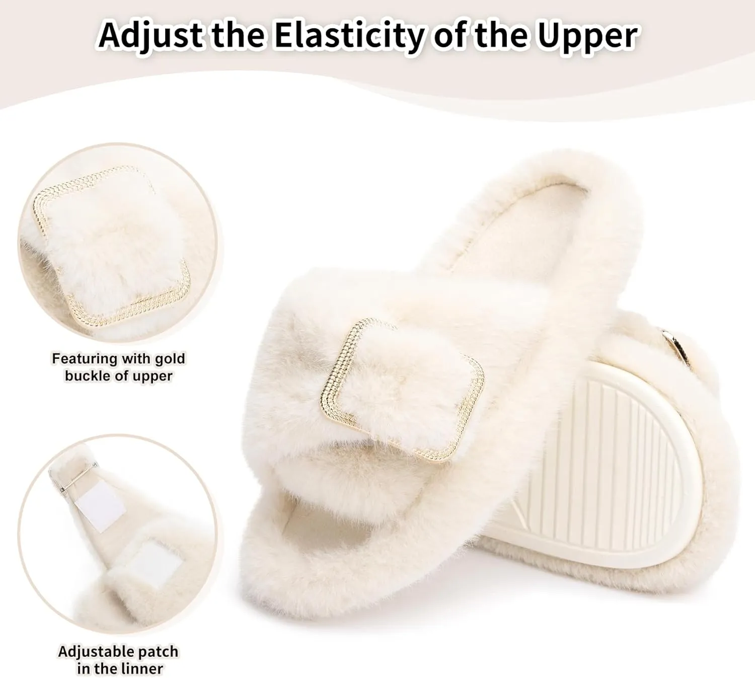 Fuzzy Slippers for Women Indoor Outdoor Fluffy House Womens Slippers with Memory Foam Anti-Skid Sole Gifts for Mom Ladies