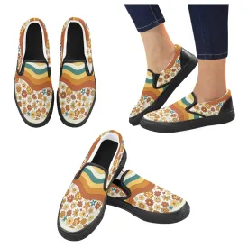 Hipster Groovy 70's Flower Power Slip-on Canvas Women's Retro Shoes