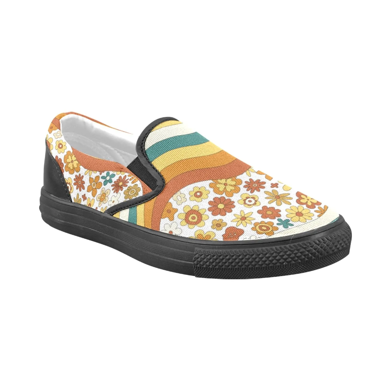 Hipster Groovy 70's Flower Power Slip-on Canvas Women's Retro Shoes