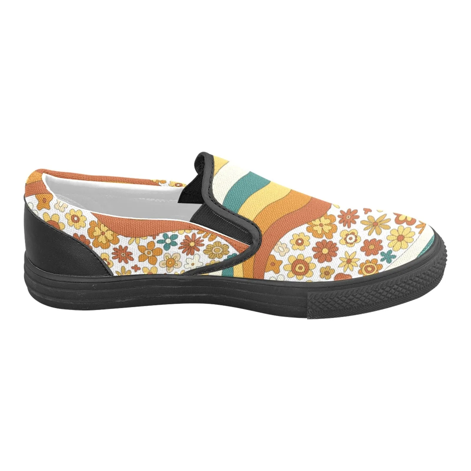 Hipster Groovy 70's Flower Power Slip-on Canvas Women's Retro Shoes