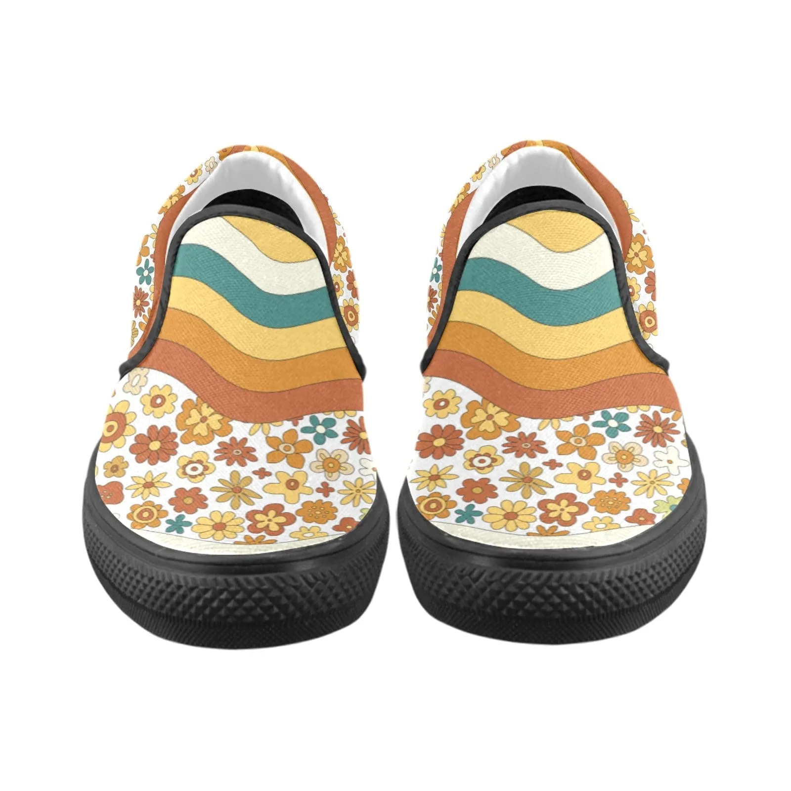 Hipster Groovy 70's Flower Power Slip-on Canvas Women's Retro Shoes
