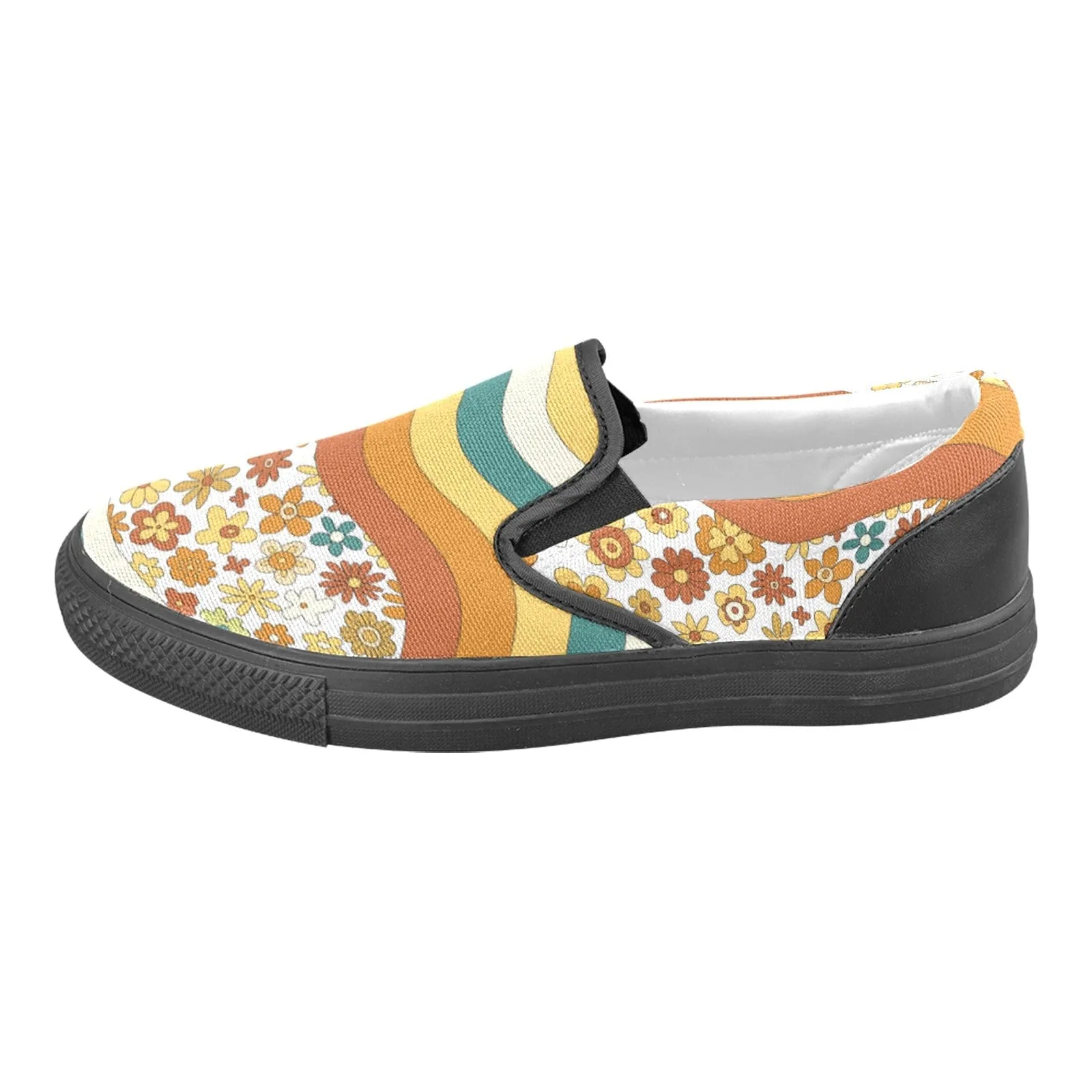 Hipster Groovy 70's Flower Power Slip-on Canvas Women's Retro Shoes
