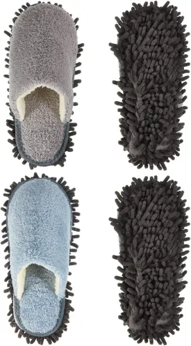 Jecery 2 Pair Microfiber Slippers Floor Cleaning Chenille Mop Slippers Base Board Cleaner Household Cleaning Tools for Wood Floor Dust Dirt Tool Supplies