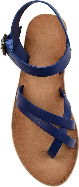 Journee Collection Women's Vasek Strappy Ankle Wrap Sandal  Color Blue Size 8M