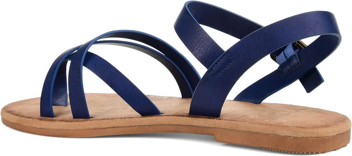 Journee Collection Women's Vasek Strappy Ankle Wrap Sandal  Color Blue Size 8M