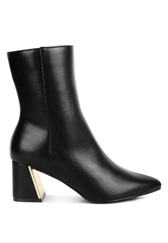 Keep it real Metallic Accent Heel High Ankle Boots