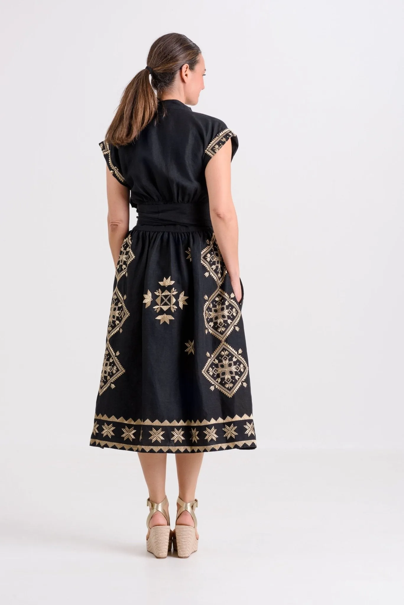 Kori Lefkada Wrap Dress | Black & Gold