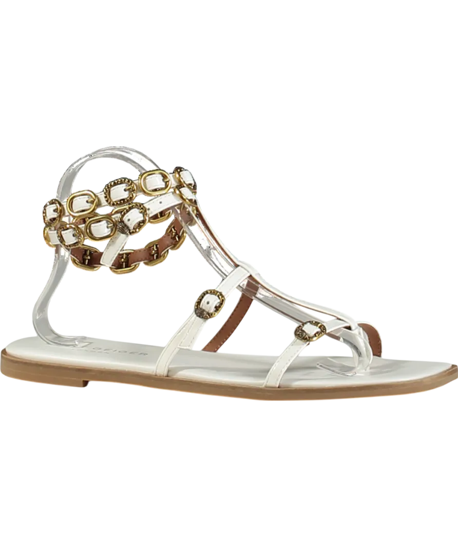 Kurt Geiger White Regent Flat Gladiator Sandals UK 8 EU 41 👠