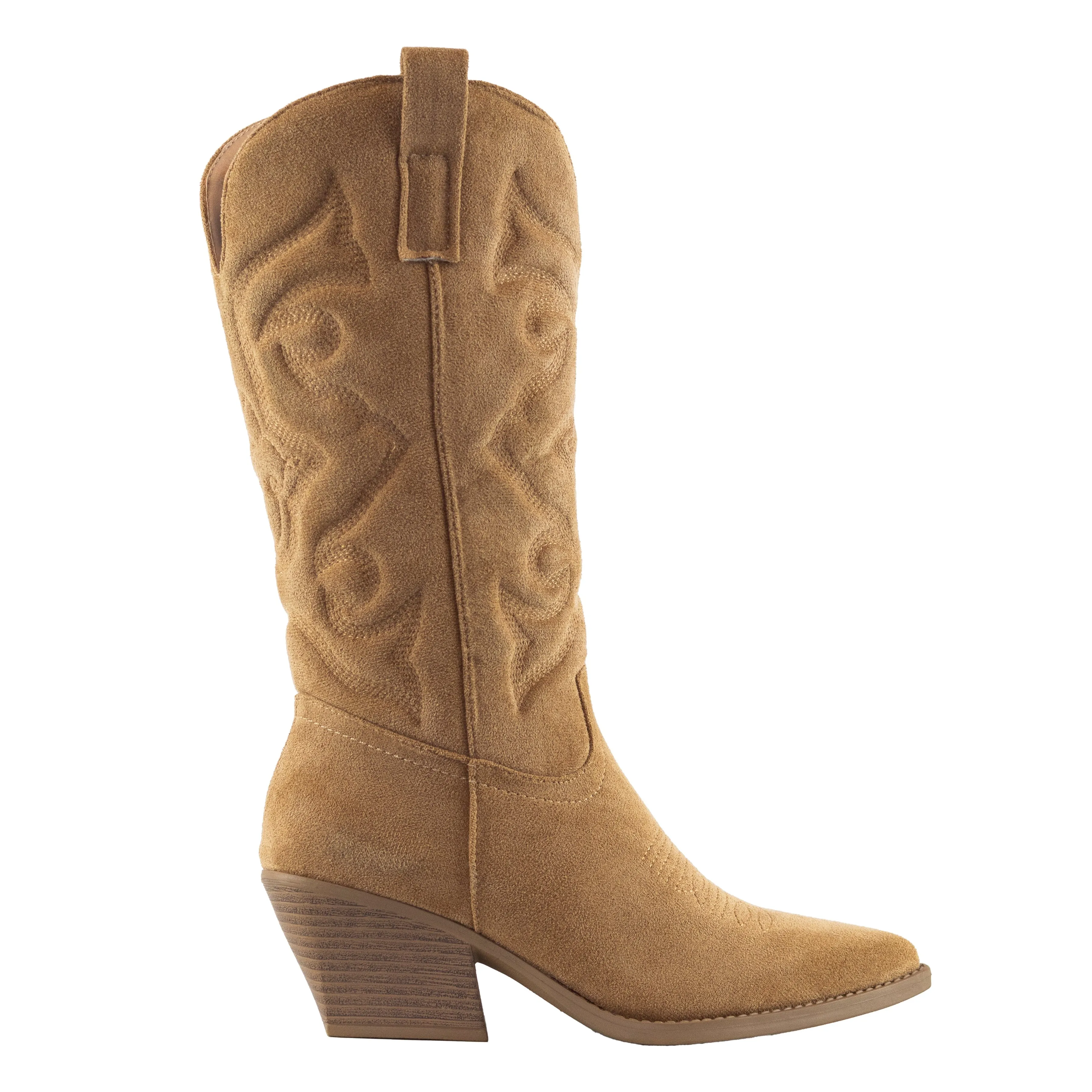 Maverick - Western Cowgirl Boots, Stacked Heel & Stitch Detailing, Inward Zipper Closure, Stylish & Bold for Casual or Western Looks