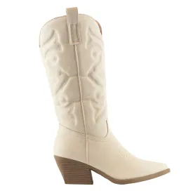 Maverick - Western Cowgirl Boots, Stacked Heel & Stitch Detailing, Inward Zipper Closure, Stylish & Bold for Casual or Western Looks
