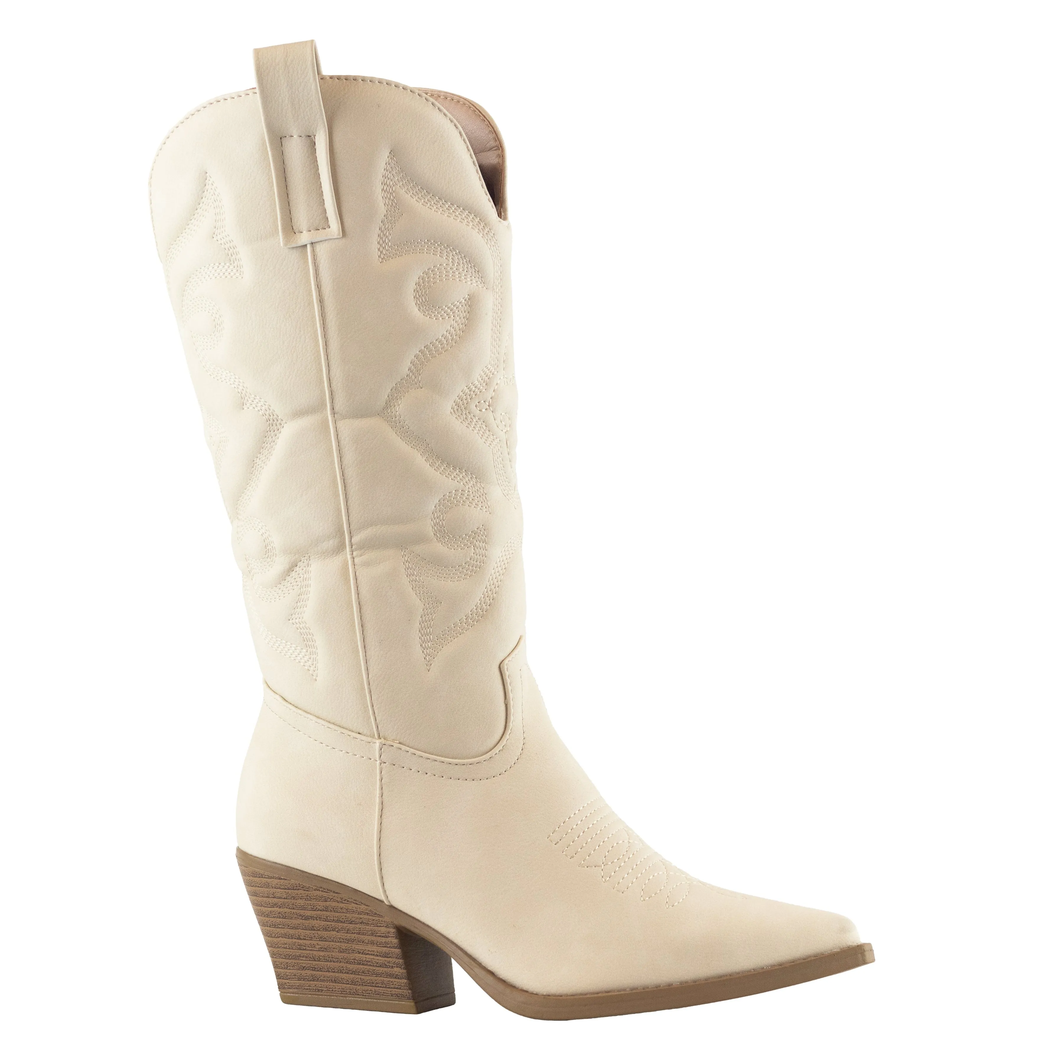 Maverick - Western Cowgirl Boots, Stacked Heel & Stitch Detailing, Inward Zipper Closure, Stylish & Bold for Casual or Western Looks