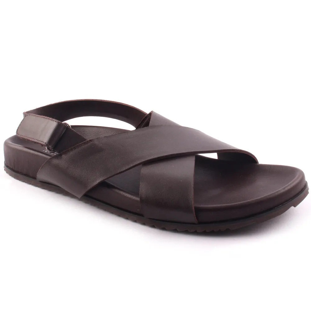 Men’s ‘Finn’ Leather Flat Open Toe Buckled Sandals