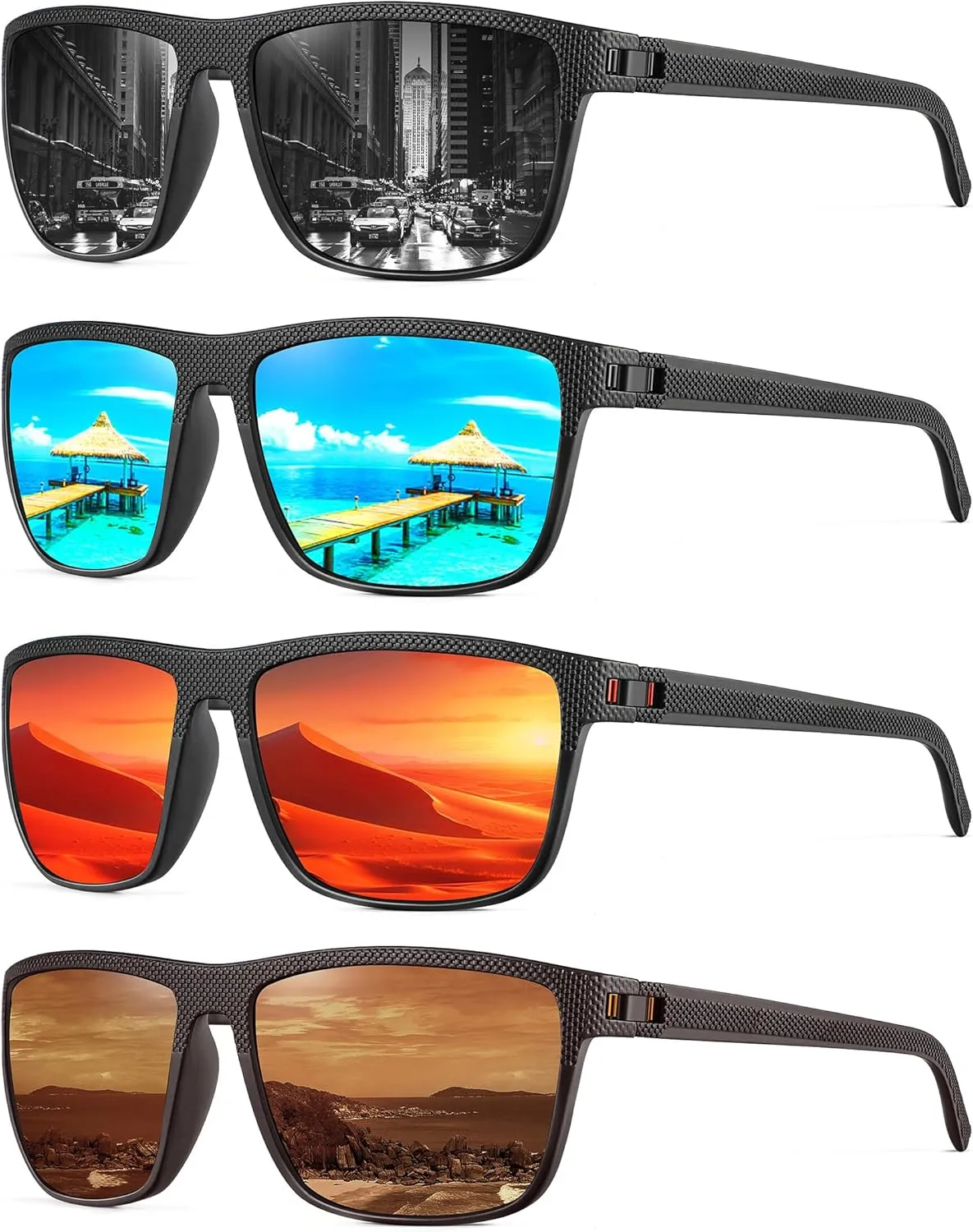 NSSIW Mens-Sunglasses Polarized Sunglasses Men : Classic Sun Glasses with UV Protection for Driving Fishing Golf 4 Packs