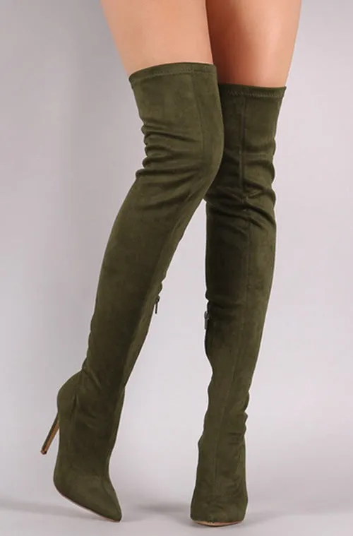 Over The Knee Pointed Toe Suede Thigh High Boots