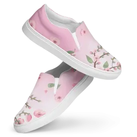 Pink Cherry Blossoms Women Slip on Canvas Shoes