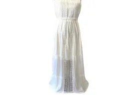 Pre-Owned: Shinestar White Crochet Lace Maxi Dress Bandeau Top, Small