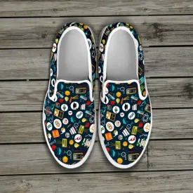 School Images all over print Teacher Slip-on Shoes