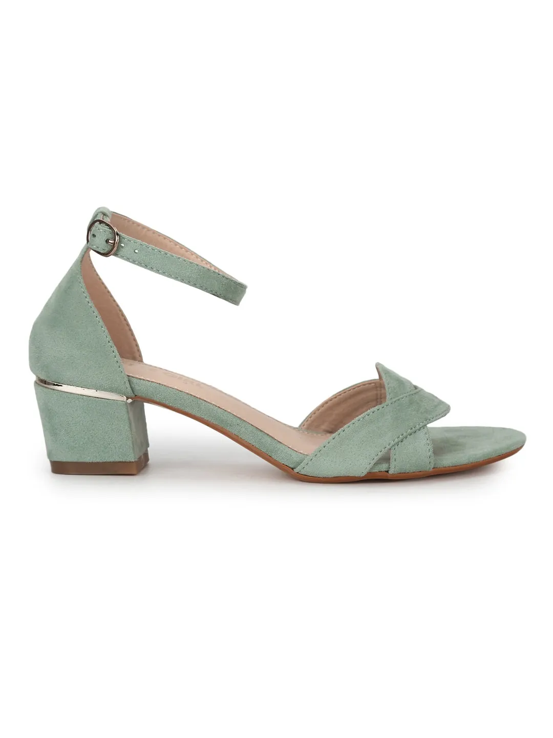 Sea Green Micro Low Heel Sandals