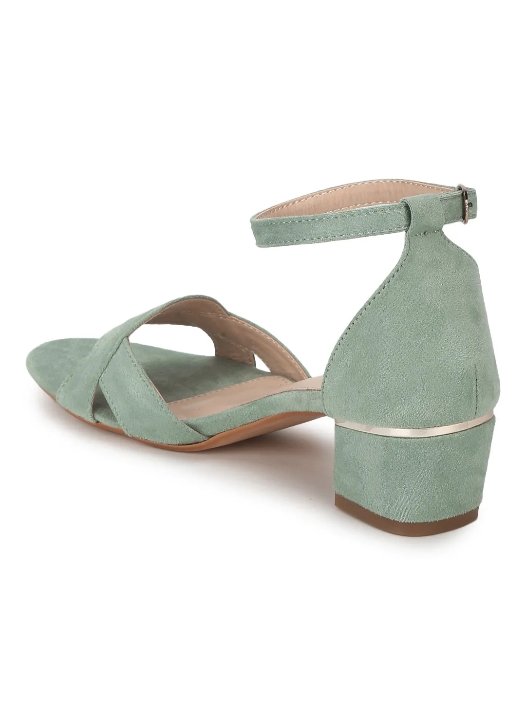 Sea Green Micro Low Heel Sandals
