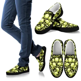 Skull Pile Slip On Shoes - Gold w/Black Trim