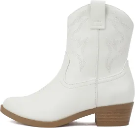 Soda BLAZING-2 ~ Little Kids/Children/Girls Stitched Pointed Toe Low Heel High Top Ankle Shaft Western Boot Bootie