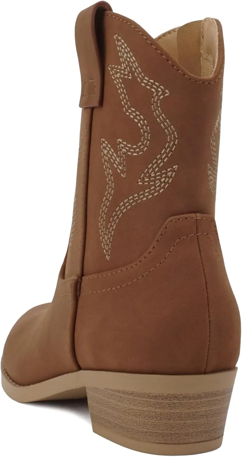 Soda BLAZING-2 ~ Little Kids/Children/Girls Stitched Pointed Toe Low Heel High Top Ankle Shaft Western Boot Bootie