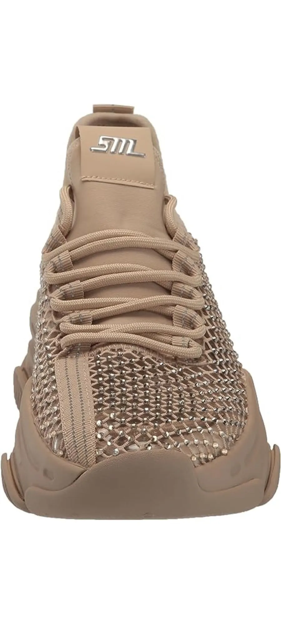 Steve Madden Phantom Tan Lace Up Stretchy Embellished Low Top Fashion Sneakers