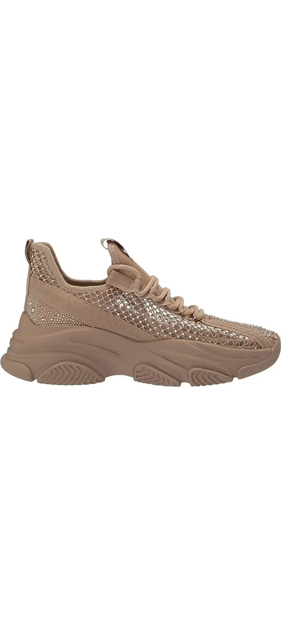 Steve Madden Phantom Tan Lace Up Stretchy Embellished Low Top Fashion Sneakers