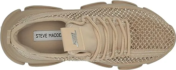 Steve Madden Phantom Tan Lace Up Stretchy Embellished Low Top Fashion Sneakers