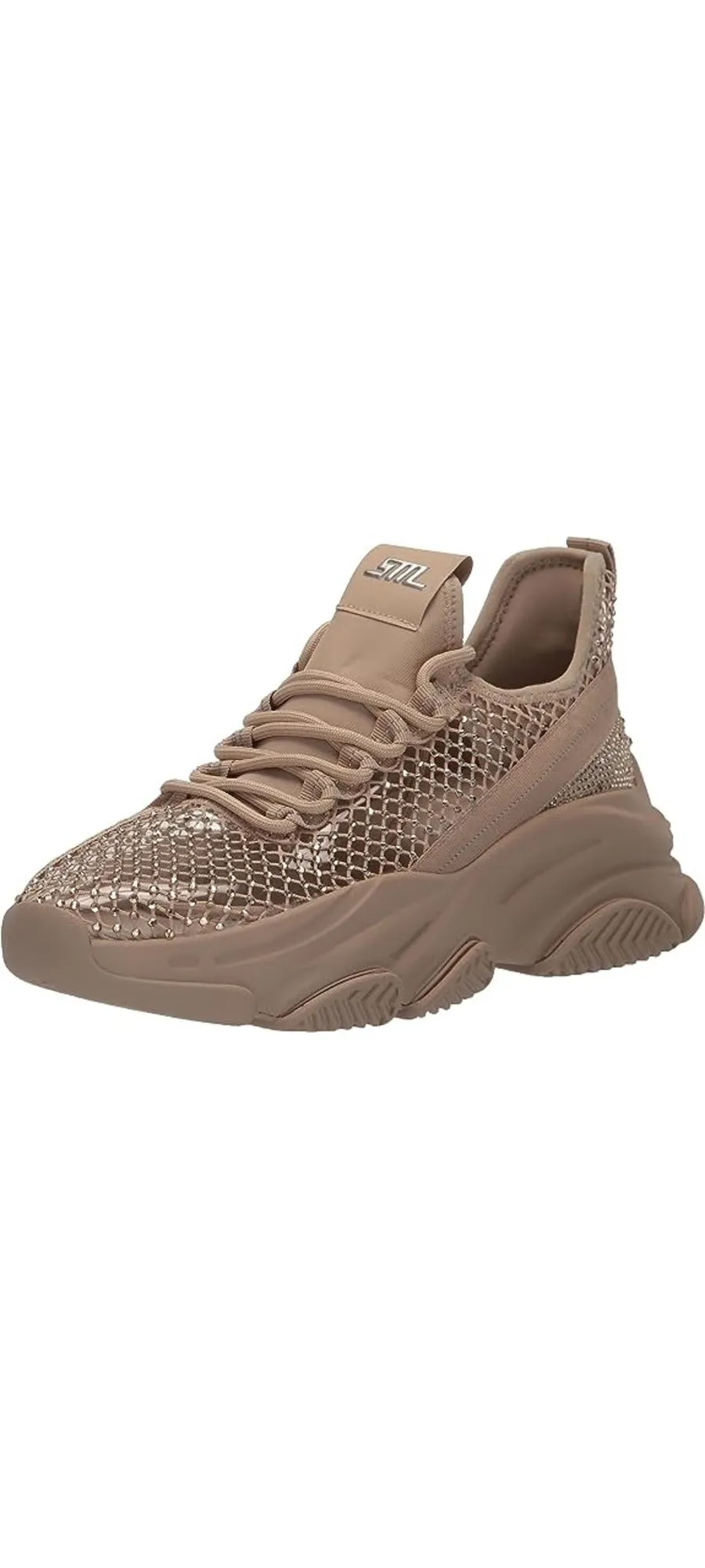 Steve Madden Phantom Tan Lace Up Stretchy Embellished Low Top Fashion Sneakers