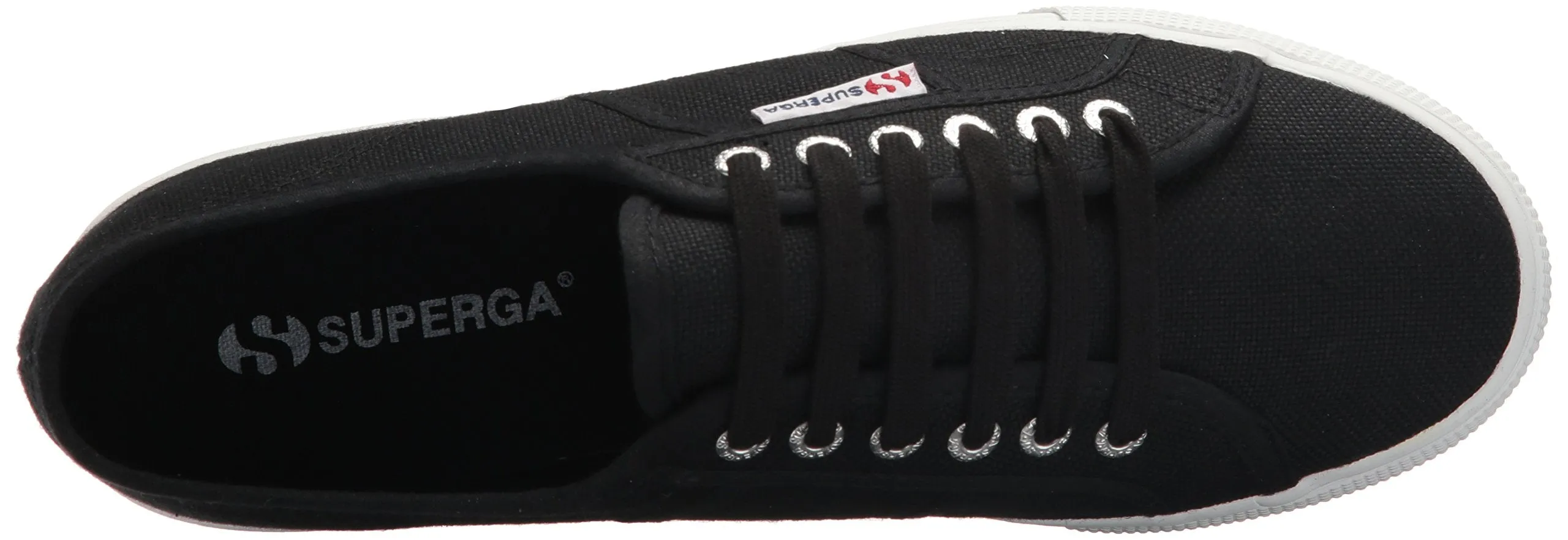 Superga 2790 Black canvas White Platform Low-Top Wedge Flatform Sneakers